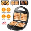 Electric Sandwich Maker Waffle Panini Press Grill with Removable Non-Stick Plates Double-Sided Heating Cool Touch Handle For Breakfast Steak To