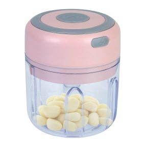 Mini Electric Garlic Chopper 8.45OZ Cordless Garlic Mincer Food Chopper Rechargeable Food Blender Chili Nut Onion Pepper Meat Ginger Baby Food (Option: ElectricChopper Pink)