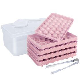 4 Packs Small Ice Cube Trays Mini Circle Ice Cube Tray Round Ice Ball Maker Mold with Lid Bin 132Pcs Ice Cubes for Chilling Drinks Coffee Juice Cockta (Option: IceCubeTray Pink)
