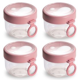 4Pcs Overnight Oats Containers with Lids and Folding Spoons 20OZ Portable Leak-proof Oats Jar For Milk Vegetable and Fruit Salad Yogurt Breakfast Cere (Option: 4PcsOatsJars Pink)