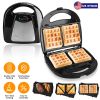 Electric Sandwich Maker Waffle Panini Press Grill with Removable Non-Stick Plates Double-Sided Heating Cool Touch Handle For Breakfast Steak To