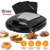 Electric Sandwich Maker Waffle Panini Press Grill with Removable Non-Stick Plates Double-Sided Heating Cool Touch Handle For Breakfast Steak To