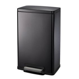 Stainless Steel 13-Gallon Kitchen Trash Can with Step Lid (Color: Charcoal Black Grey)