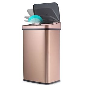 13-Gallon Stainless Steel Kitchen Trash Can with Motion Sensor Lid (Color: Gold Copper)