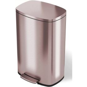 13-Gallon Copper  Stainless Steel Step Trash Can with Deodorizer Filter (Color: Rose)
