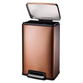 Stainless Steel 13-Gallon Kitchen Trash Can with Step Lid in (Color: Bronze)