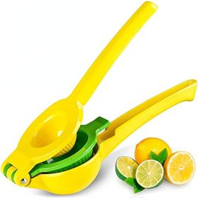 Metal 2-In-1 Lemon Lime Squeezer - Hand Juicer Lemon Squeezer - Max Extraction Manual Citrus Juicer (Color: Yellow)