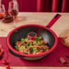 Amercook China Wok Non-Stick Wok with Lid A32RD Healthy Non-Stick Light Oil and Less Smoke 32cm