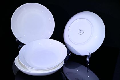 Lily Bone China Dinnerware Set, 4 Pieces, White Pasta, Salad, Fruit Plate (size: 8.5 Inch)